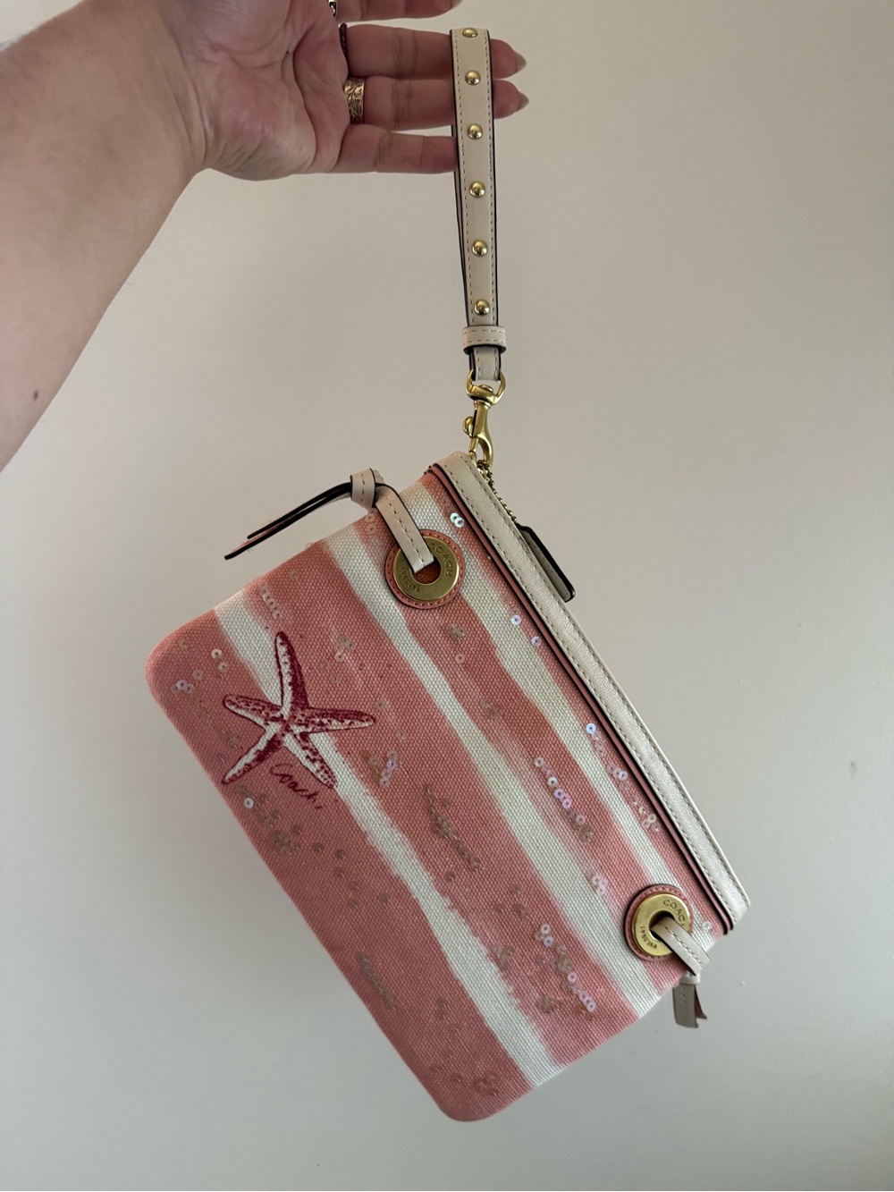 Coach Rare Seashell Pink Coral Wristlet - Picture 3 of 5
